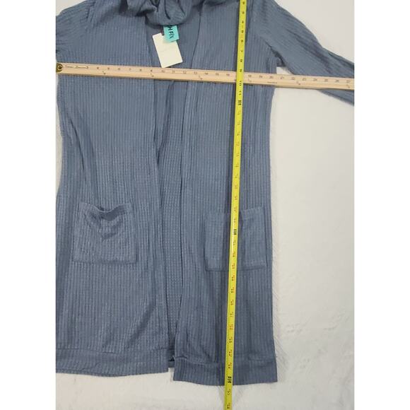 Awhile Haydee Brushed Waffle Hooded Duster Women's Size Large blue Cozy Office - Picture 7 of 10